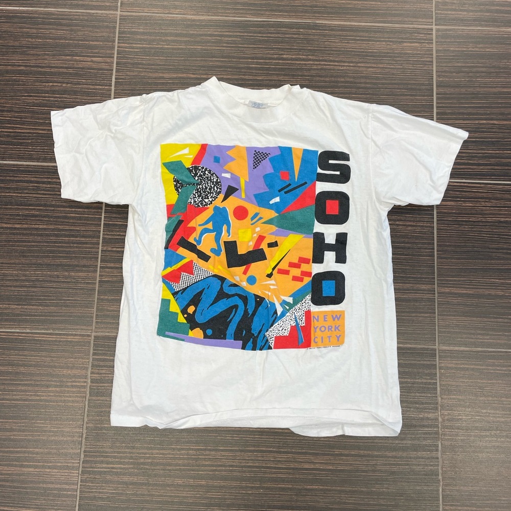 Vintage Soho New York City Grephic Tee Single Stich 1992 Rare